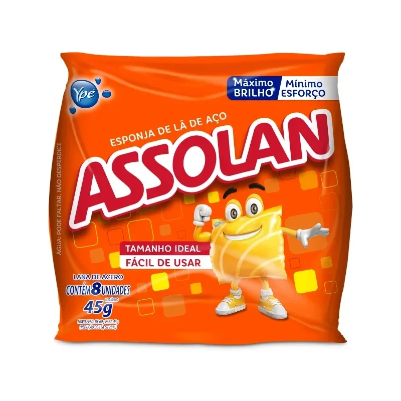 Assolan Esponja De Lã De Aço Ypê - Com 8 Unidaes