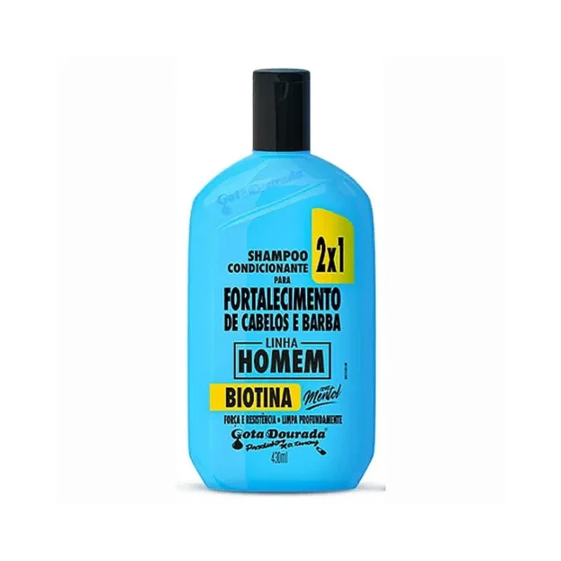 Shampoo Condicionante 2x1 Linha Homem Gota Dourada 430ml (fortalecimento de Cabelos e Barba com Biotina