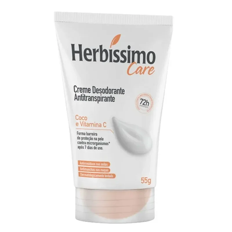 Herbíssimo Care Creme Desodorante Antitranspirante - Coco e Vitamina C 55g