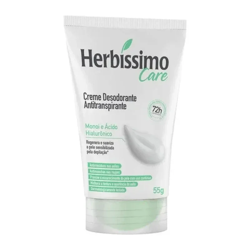 Herbíssimo Care Creme Desodorante Antitranspirante - Monoi E Ácido Hialurônico 55g