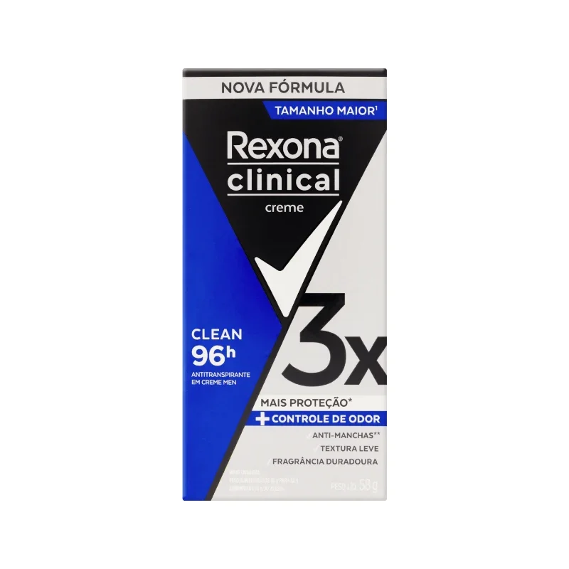 Rexona Clinical Clean Antitranspirante em Creme 96H 58g