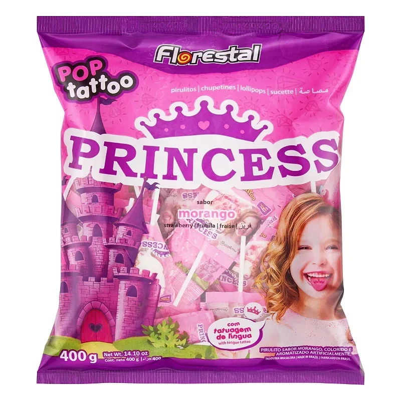 Pirulito Princess Sabor Morango 48g