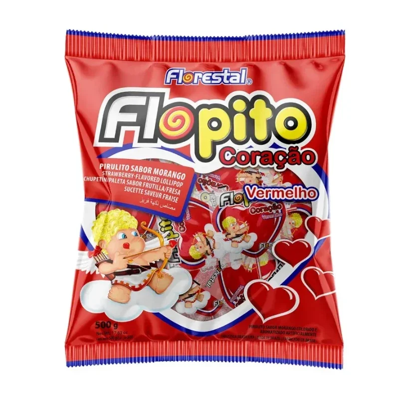 Pirulito Flopito Coração Vermelho 50g