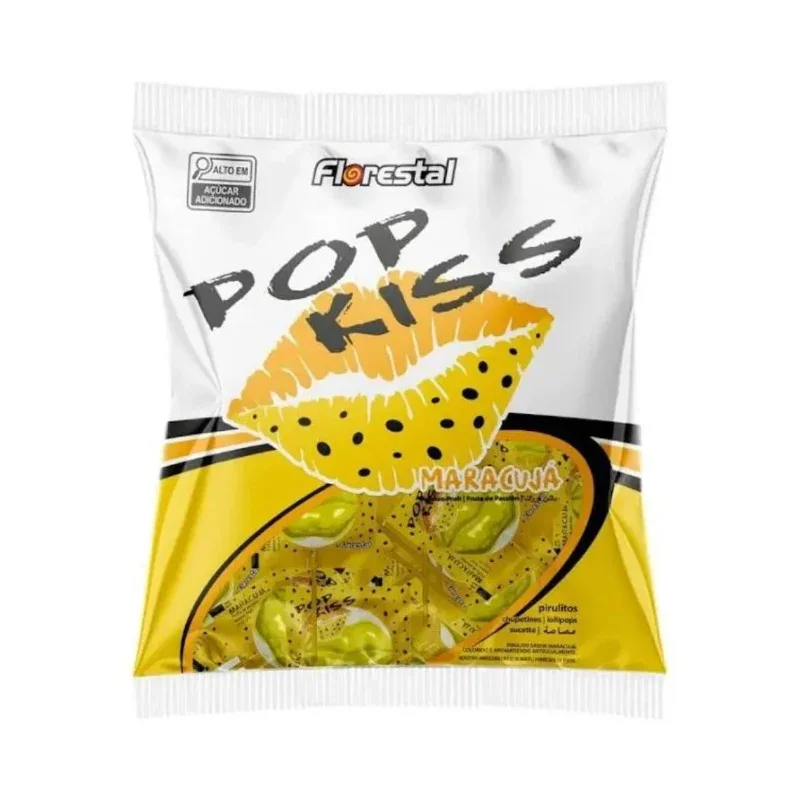 Pirulito Pop Kiss Sabor Maracujá 50g