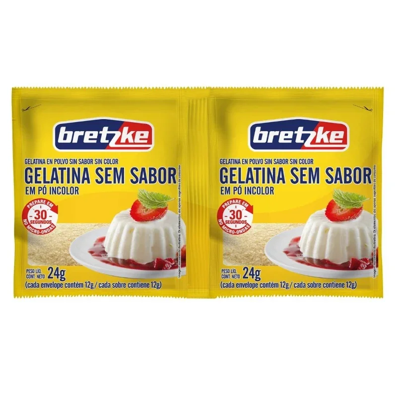 Gelatina Incolor Sem Sabor Bretzke - 24g Sachê Duplo