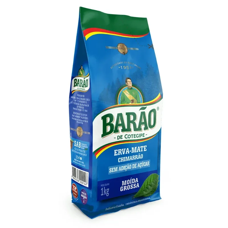 Erva-Mate Barrão Moída Grossa - Chimarrão Sem Açúcar 1Kg