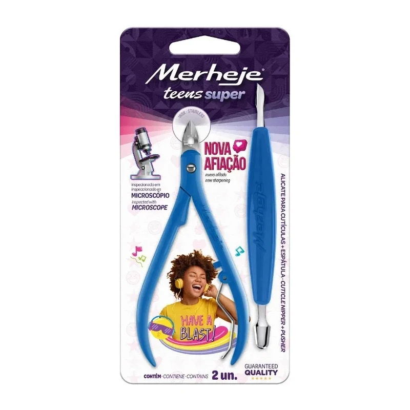 Super Alicate Merheje Teens Para Cutículas Com Espátula