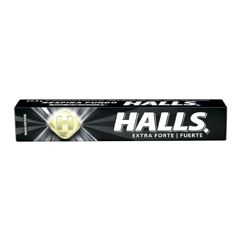 Bala Halls Sabor Extra Forte - Preto